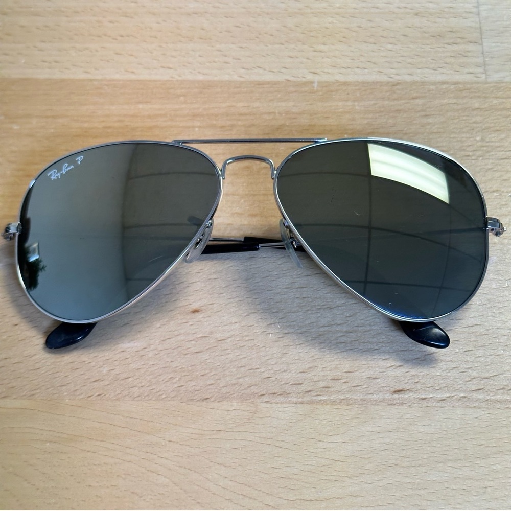 Ray Ban Polarized Aviator Sunglasses- Large Metal Mirrored Lenses